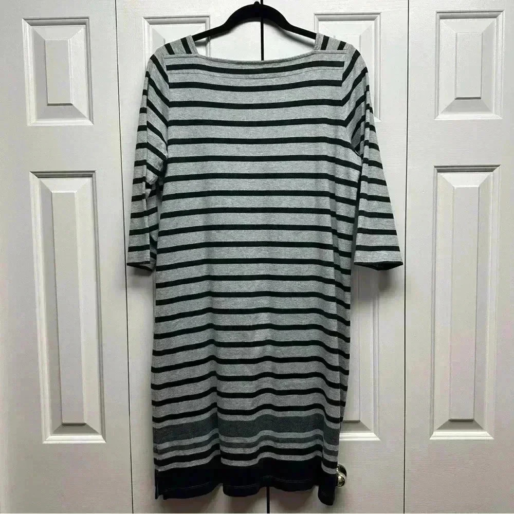 L.L. Bean Heritage Mariner Knit Striped Dress 3/4 Sleeve Size Medium - Picture 3 of 7